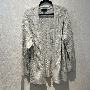 Express Light Gray Cable Knit Open Cardigan size Medium